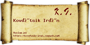 Kovátsik Irén névjegykártya